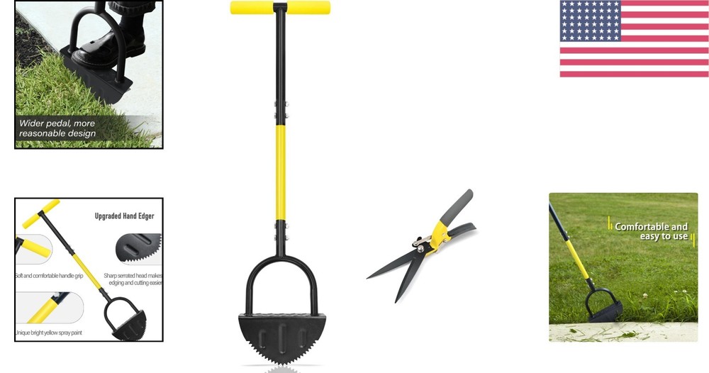 Lightweight 39-Inch Ergonomic Garden Edger with Sharp Serrations for Clean Cuts