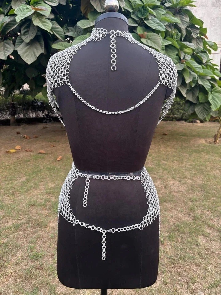 Aluminum Chainmail Top With Skirt- Women's Medieval LARP Cosplay, full Set Women