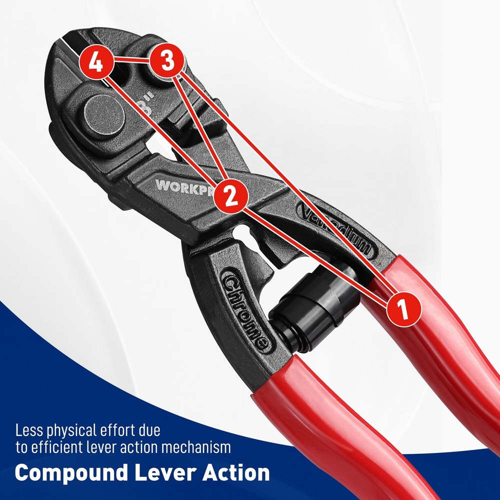 WORKPRO 8" Mini Bolt Cutter Compact Bolt Cutters for Cutting Wire Cables Chains