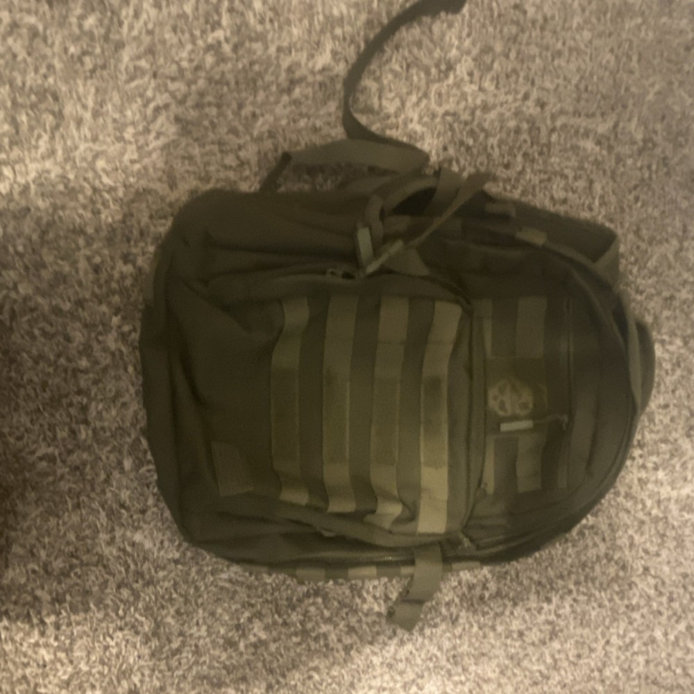 Green Tactical Backpack MOLLE Webbing 4 External Pockets Adjustable Straps Nylon