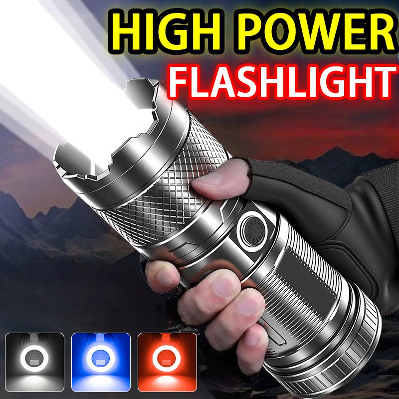 99000000 Lumen Super Bright LED Flashlight Rechargeable Tactical LED Work Light