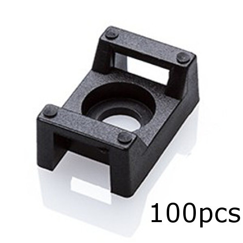100 Pack 22mm Cable Tie Mount Base Saddle Type Screw Wire Bundle Holder Black