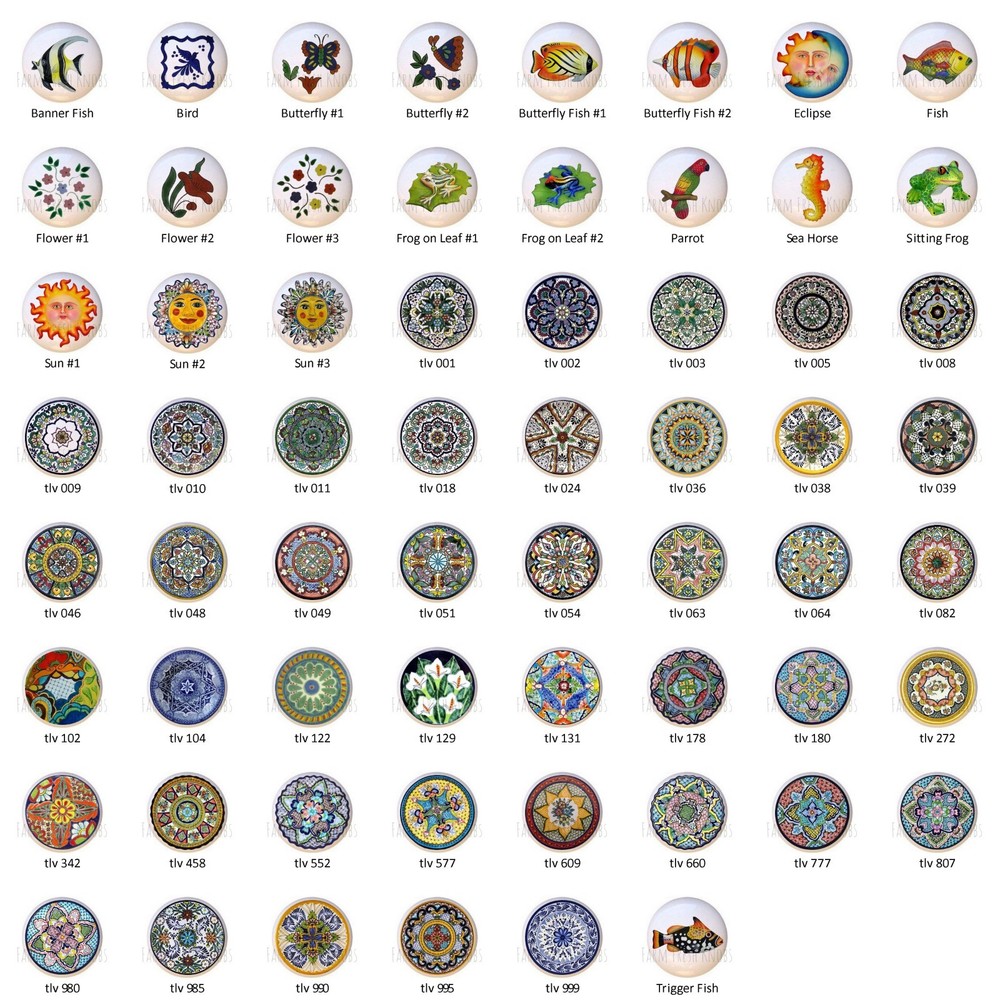 Talavera-look Mexican Art DECORATIVE Drawer Pulls Dresser KNOBS