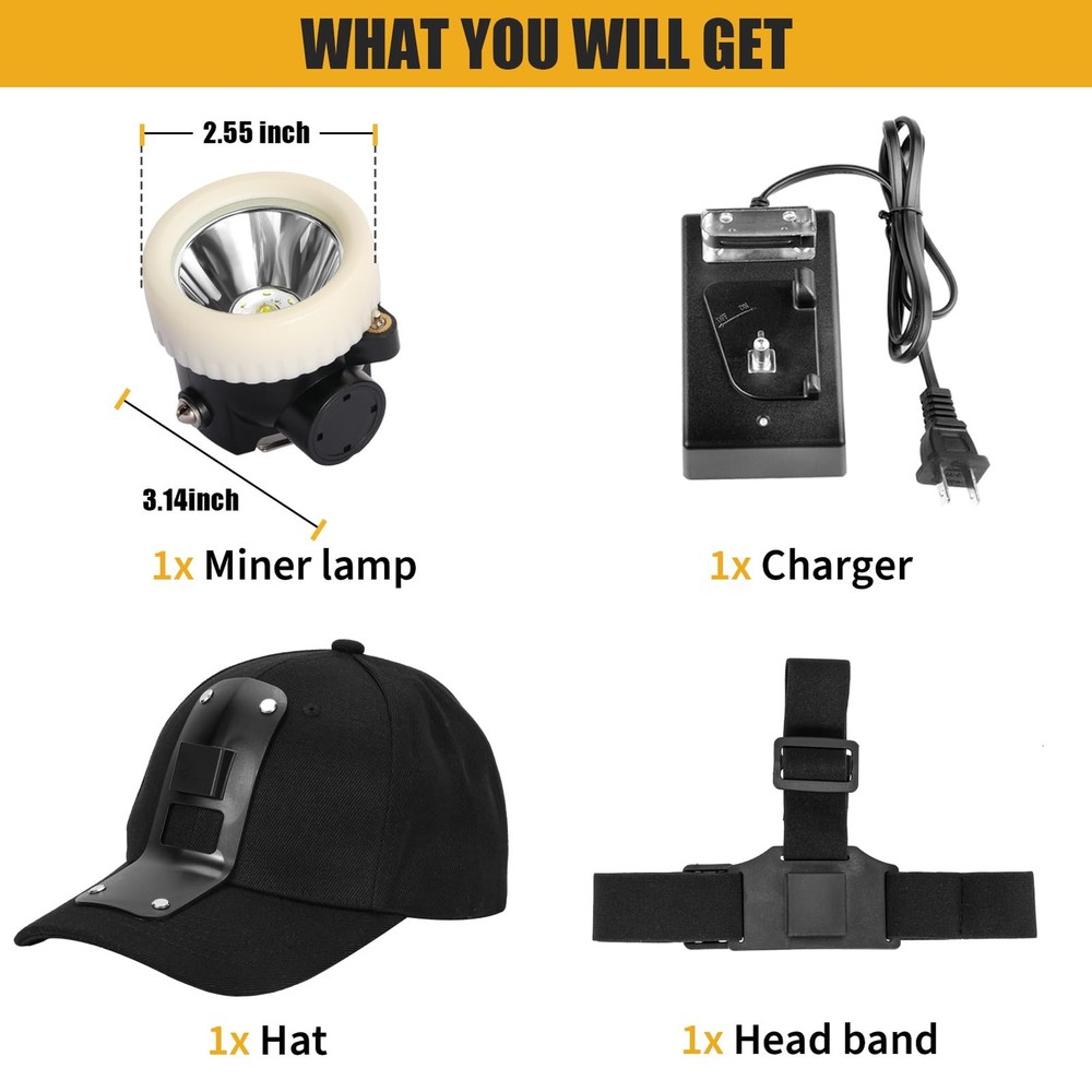 Super Bright 1+6 LED Mining Headlamp,Rechargeable Waterproof Headlight with M...