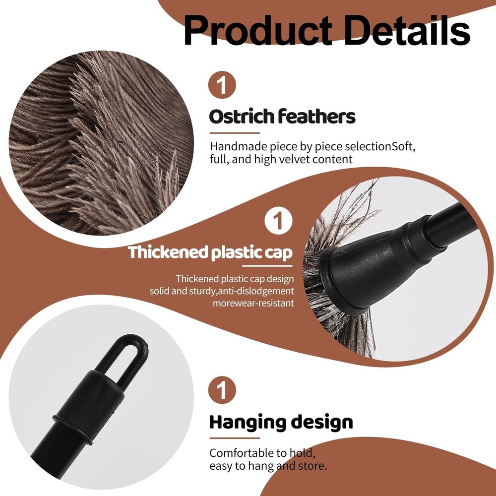 Ostrich Feather Duster-14.9 Inch Mini Natural Feathers Dusters with Plastic H...