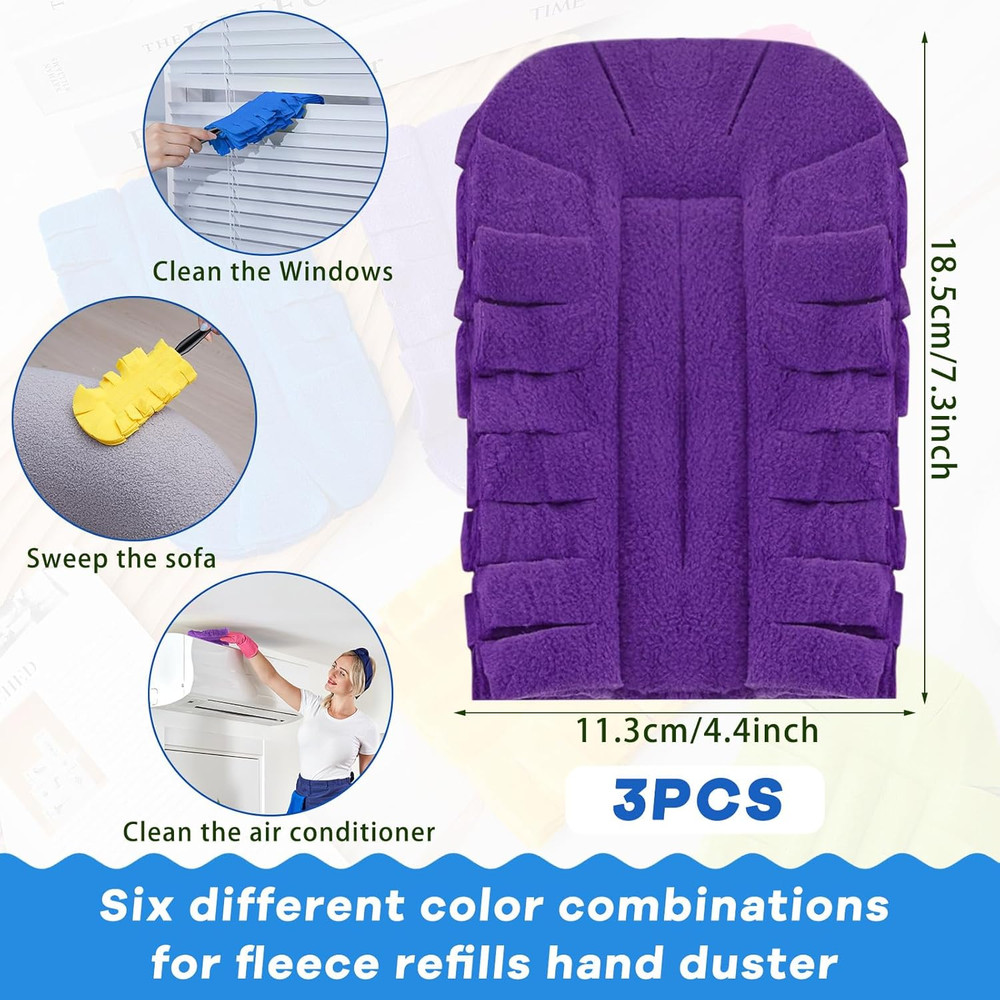 3 Pcs Duster Refill Reusable Fleece Duster Refills Feather Flat Dusters Multi