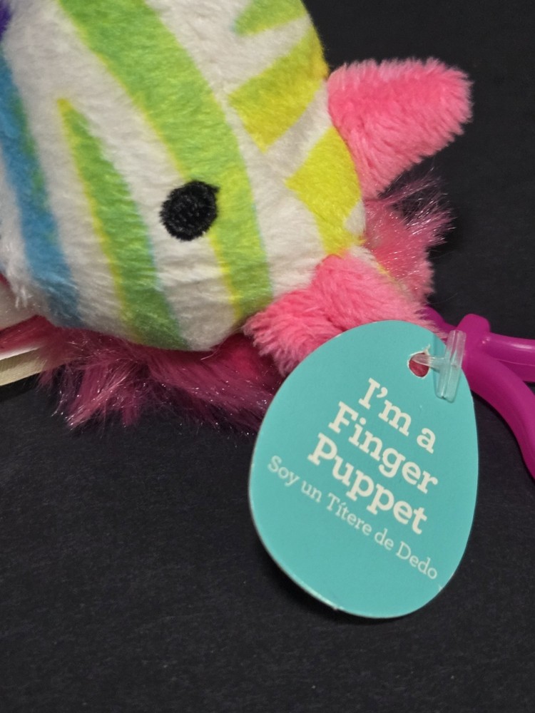 Mini 4" Rainbow Zebra Clipon & Finger Puppet Toy
