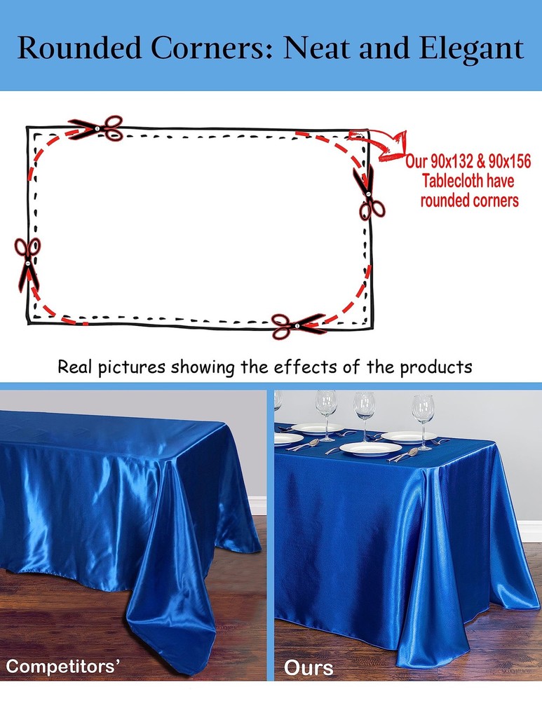LinenTablecloth 90 x 156-Inch Rectangular Polyester Tablecloth Black