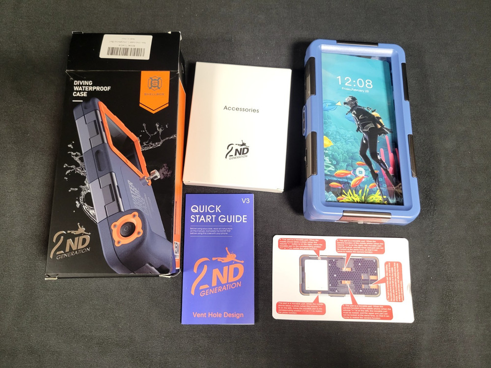 Shellbox Waterproof Diving Case, 2nd Gen 15M Waterproof iPhone/Samsung, Open Box