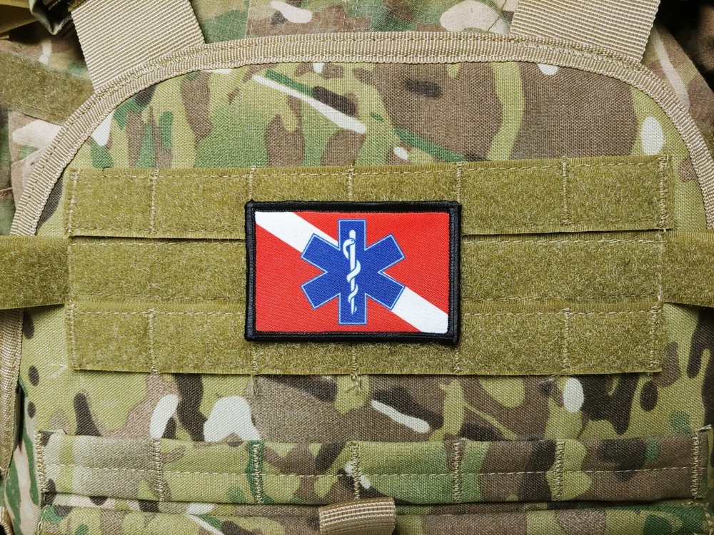 EMS SCUBA RESCUE Diving Diver Down Flag Hook Back Patch Snorkeling  EMT