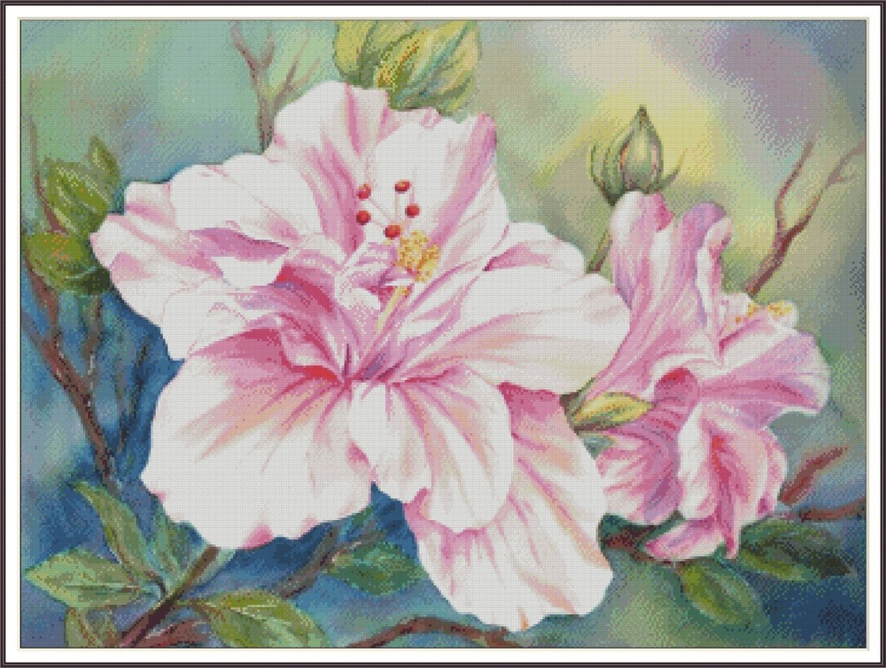 Hibiscus 1355 Chart Counted Cross Stitch Pattern Needlework