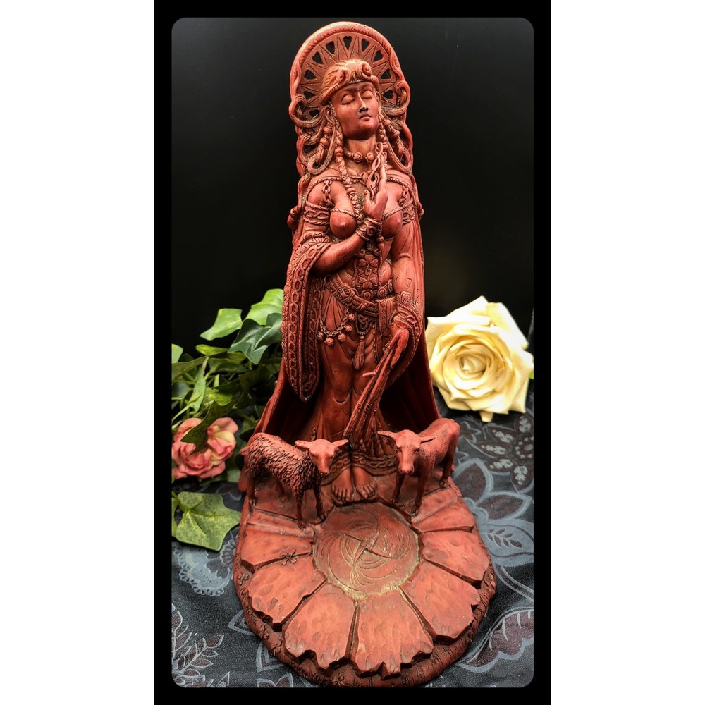 Celtic Goddess Brigid Statue Hearth Fire Altar Figurine