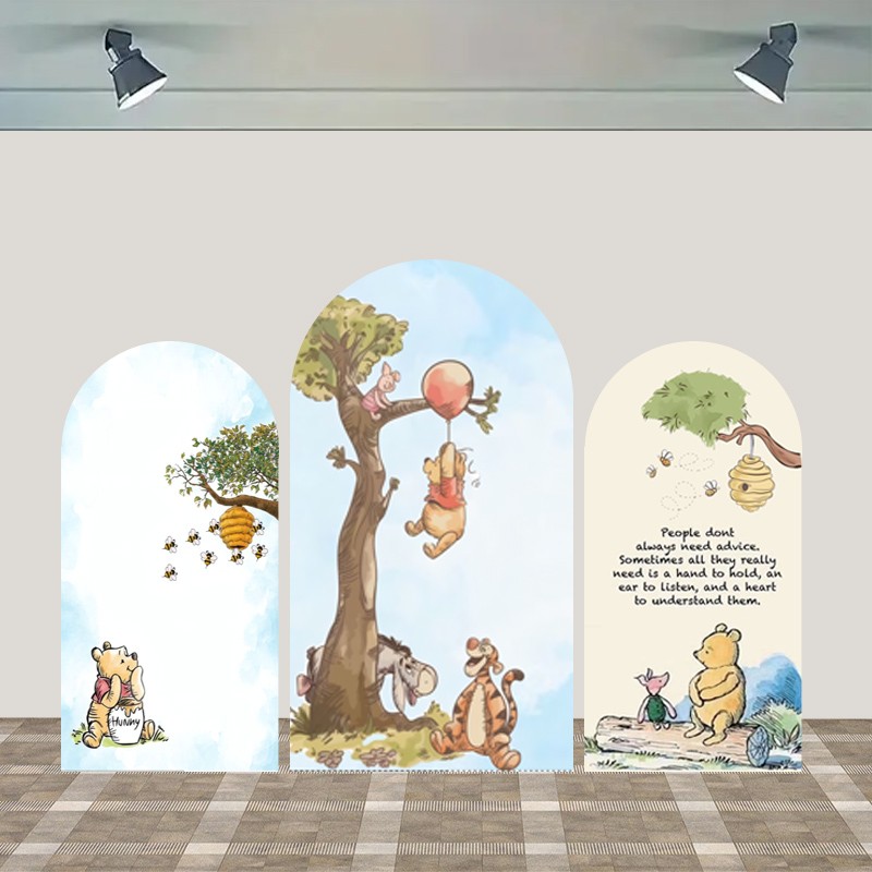 Classic Winnie The Pooh Arch Backdrop Cover Birthday Party Photo Background Prop
