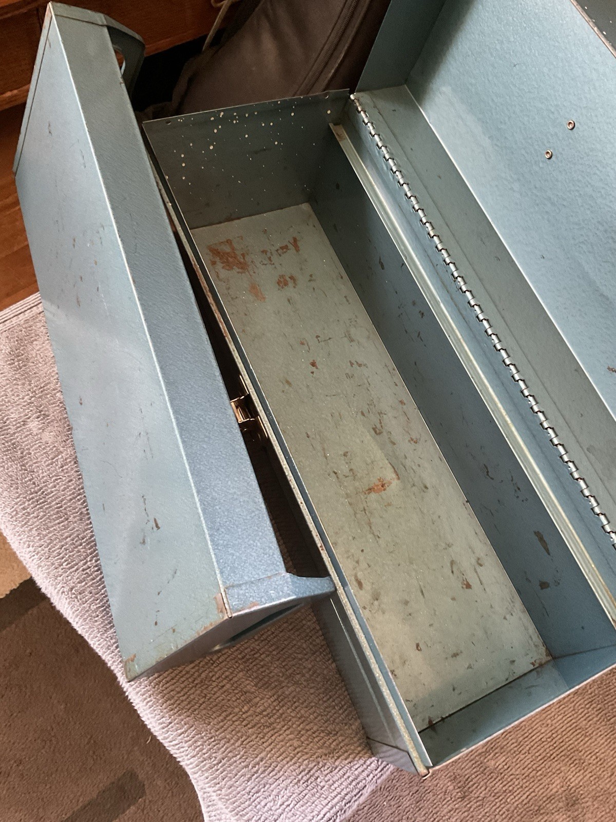 Vtg Companion Steel Toolbox 18” with Matching Steel Tray Teal Green Blue Sears