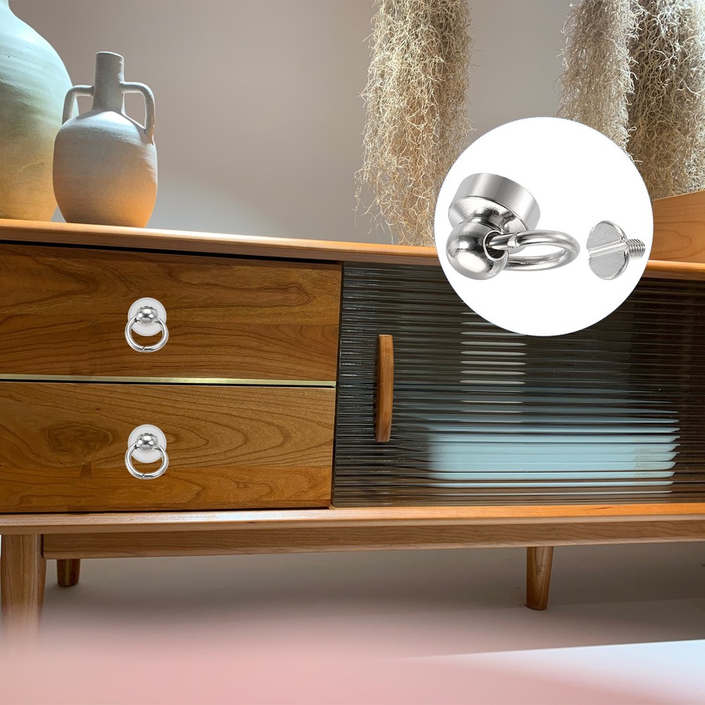 Round Head Pull Ring Rivet Studs 9mm 20Pcs Brass Button Rivets with Screw Silver