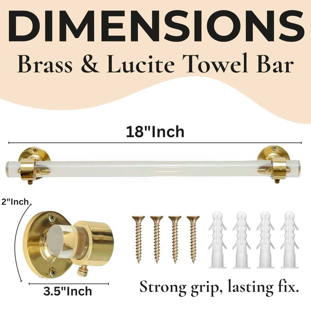 Lucite Towel Bar – Open Bracket Wall-Mount Towel Rack Made from Durable Rust-...