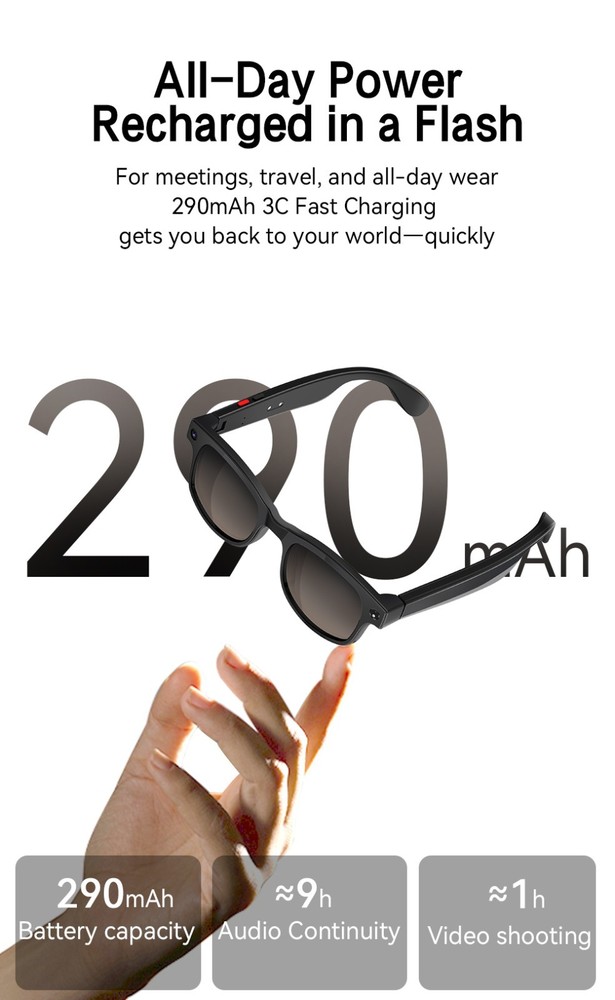 AI Smart Glasses 8MP Camera 4K Video Real Time Translator Image Recognition