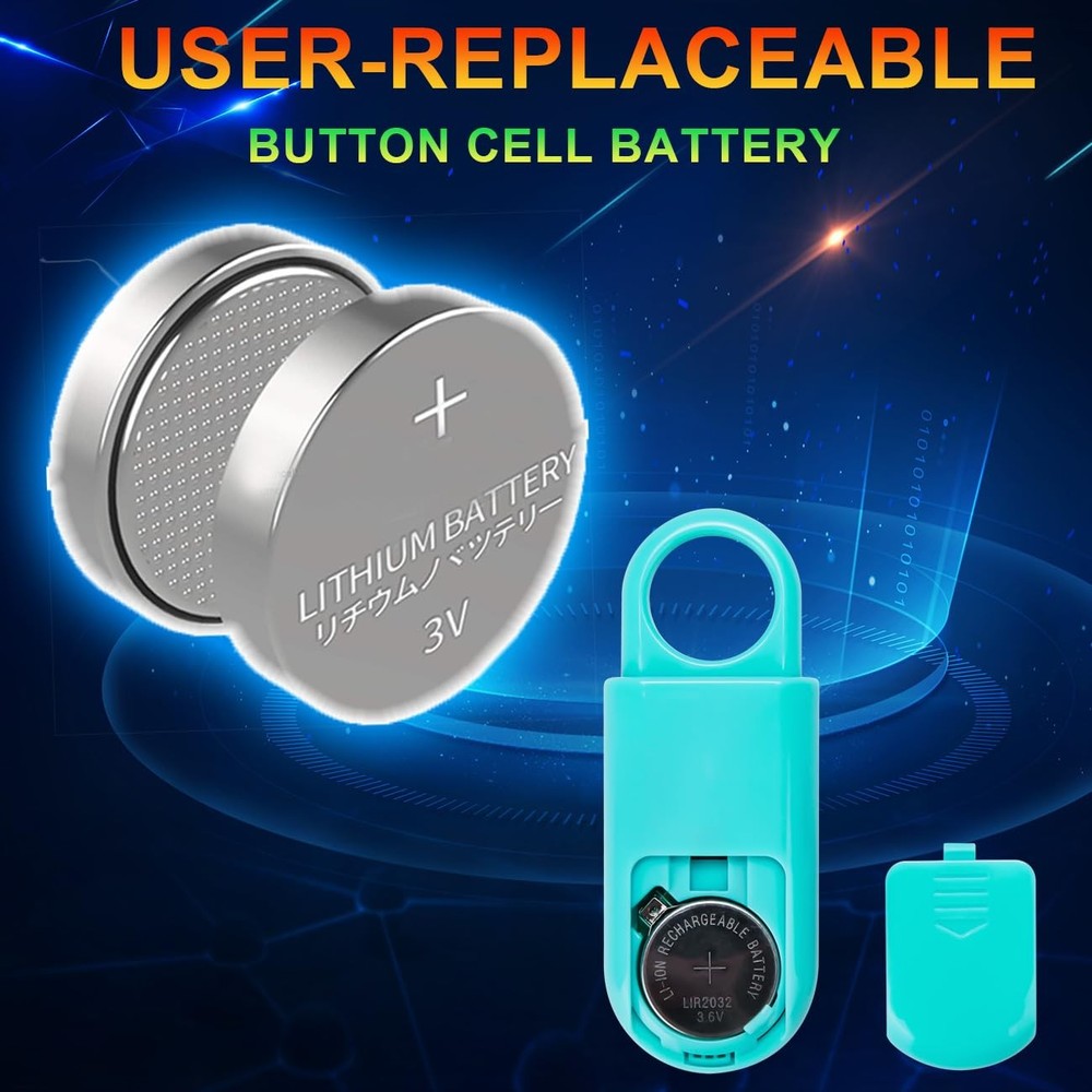 2 Pack Personal Safety Alarm 130db User-Replaceable Battery SOS Aqua