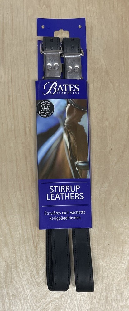 Bates Saddle Stirrup Leathers with Heritage Leather - 48" - CLASSIC BLACK