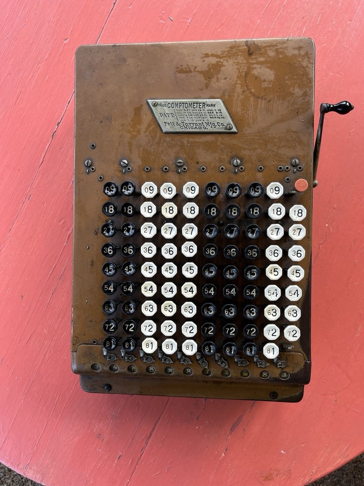 Comptometer Antique Adding Calculator Machine Felt Tarrant MFG, Chicago