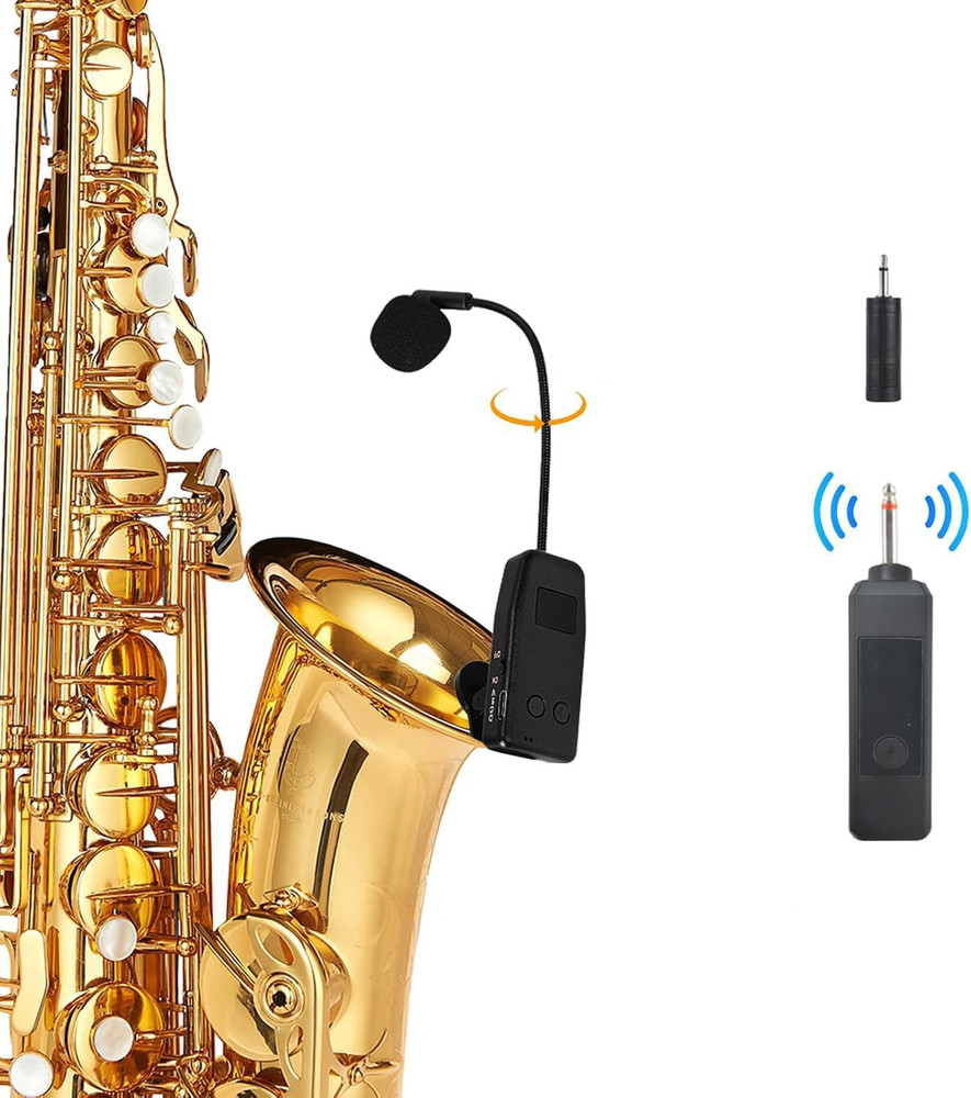 Wireless Saxophone Microphone System, Clip on Instrument Microphone Suitable