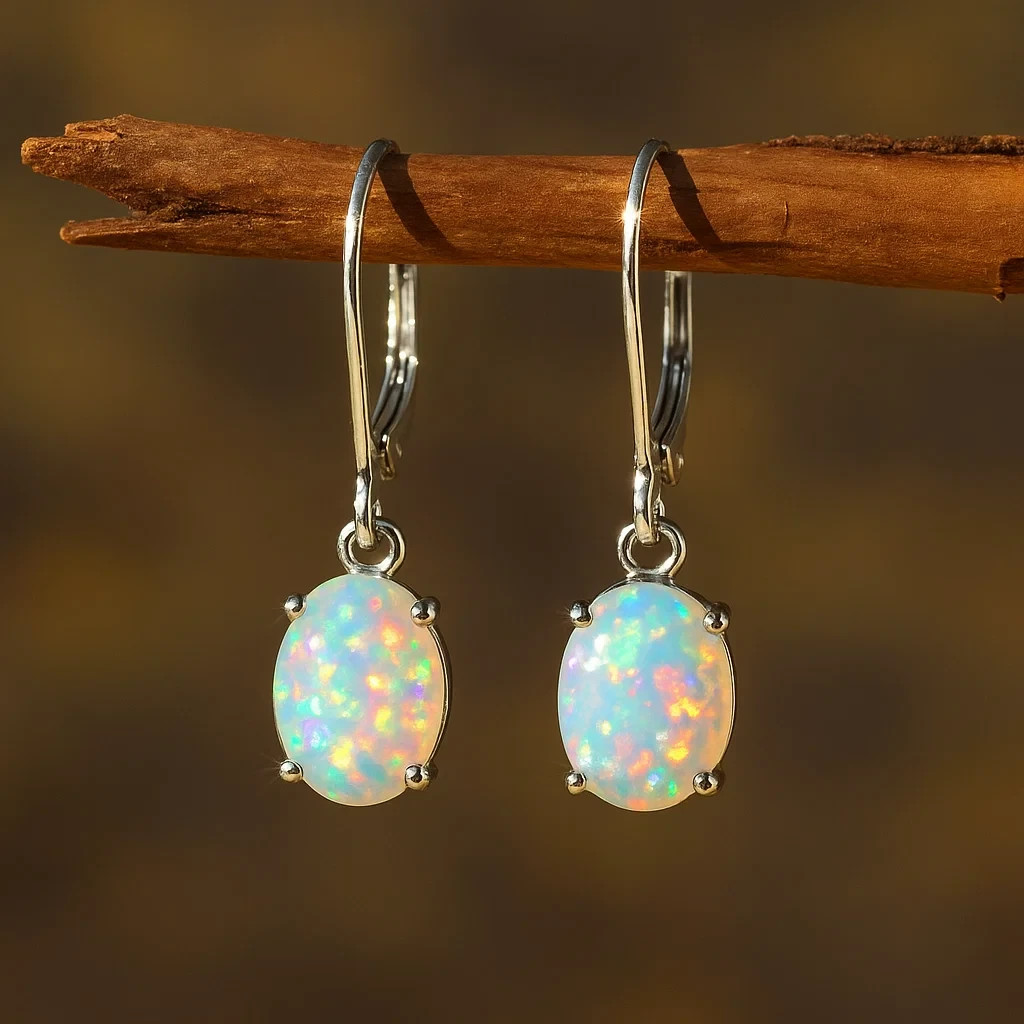 Natural Fire Opal Teardrop Dangle Earrings Chakra Healing Delicate Women Jewelry