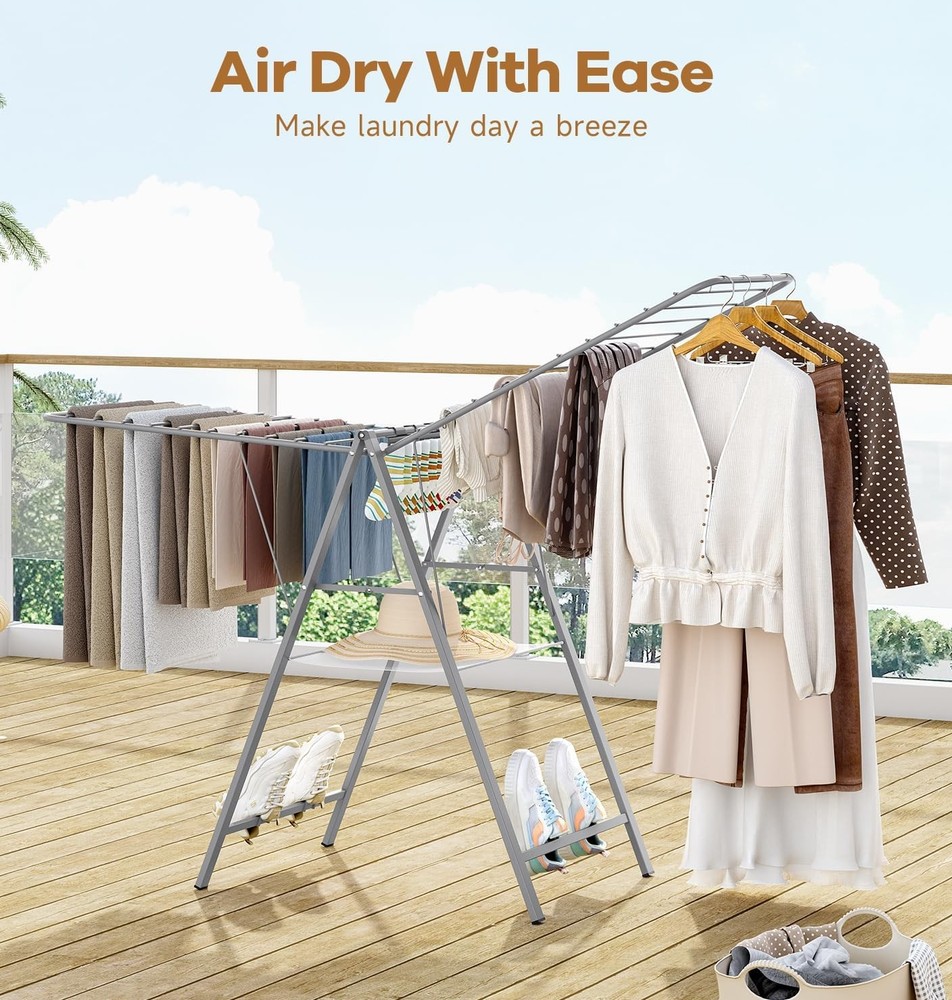 Clothes Drying Rack Foldable Metal Laundry Drying Rack Collapsible Portable