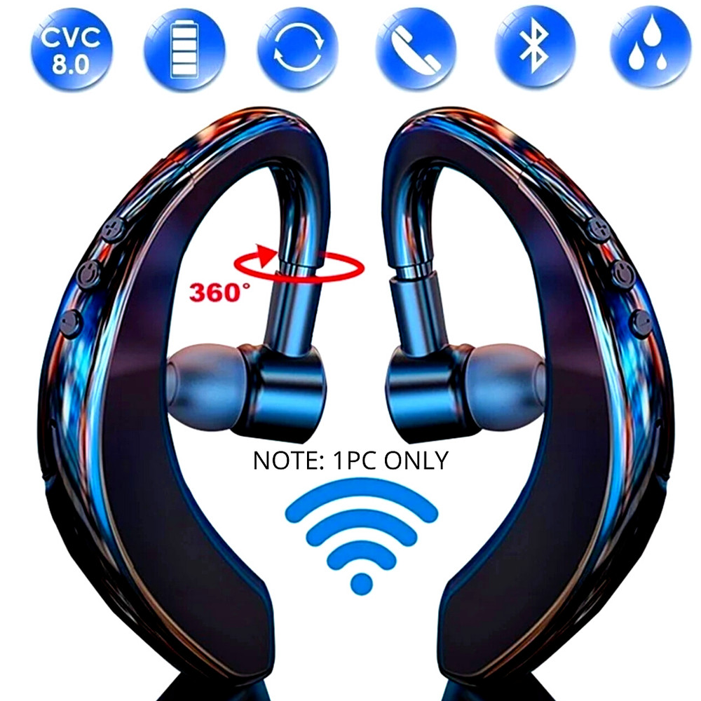 Bluetooth 5.2 Earpiece Wireless Headset Noise Cancelling Driving Trucker Earbuds