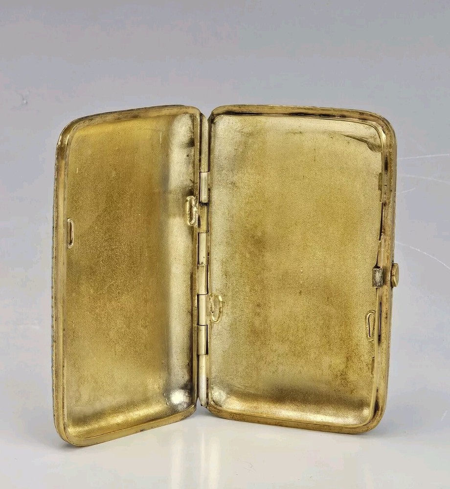 Antique Russian Gilt Silver Enamel Cigarette Case