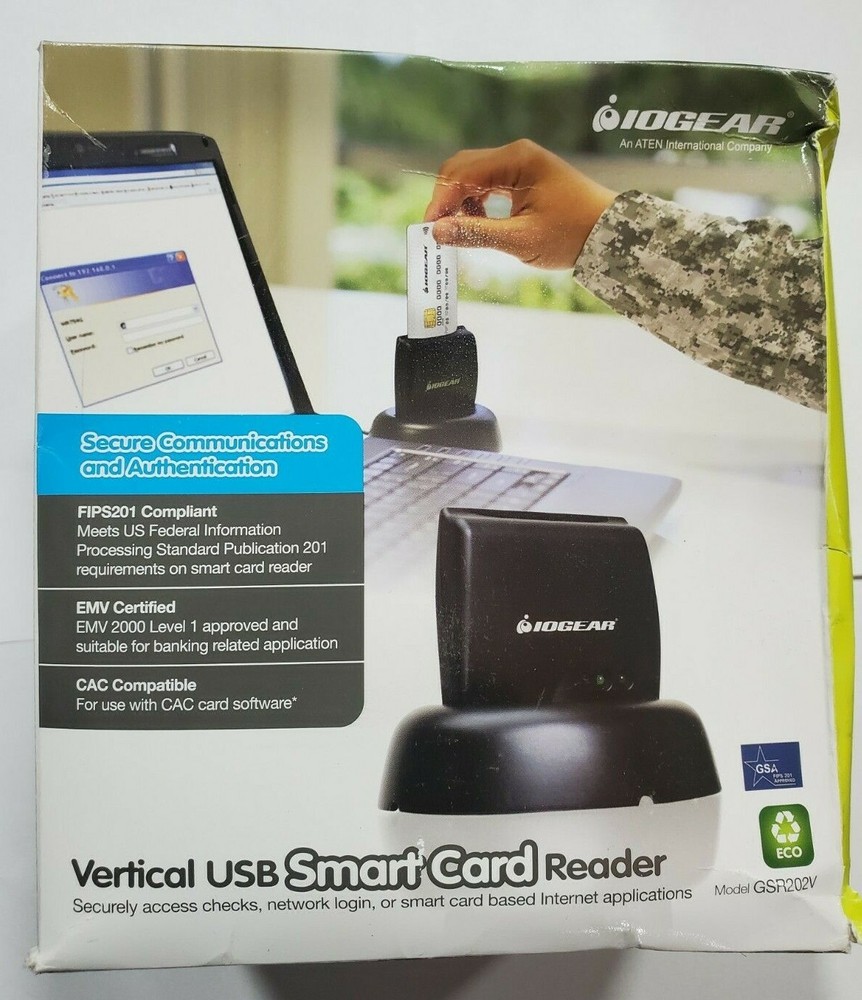 Iogear Vertical USB Smart Card Access Reader - TAA Compliant Model GSR202V