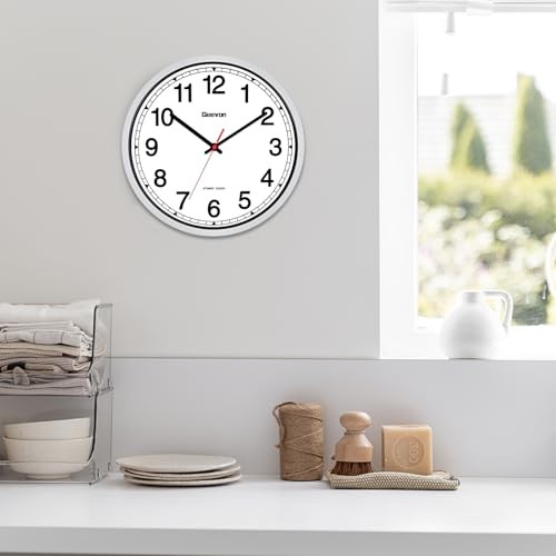 Atomic Wall Clock - Self-Setting Analog Clock with Automatic 16 Inch Silver