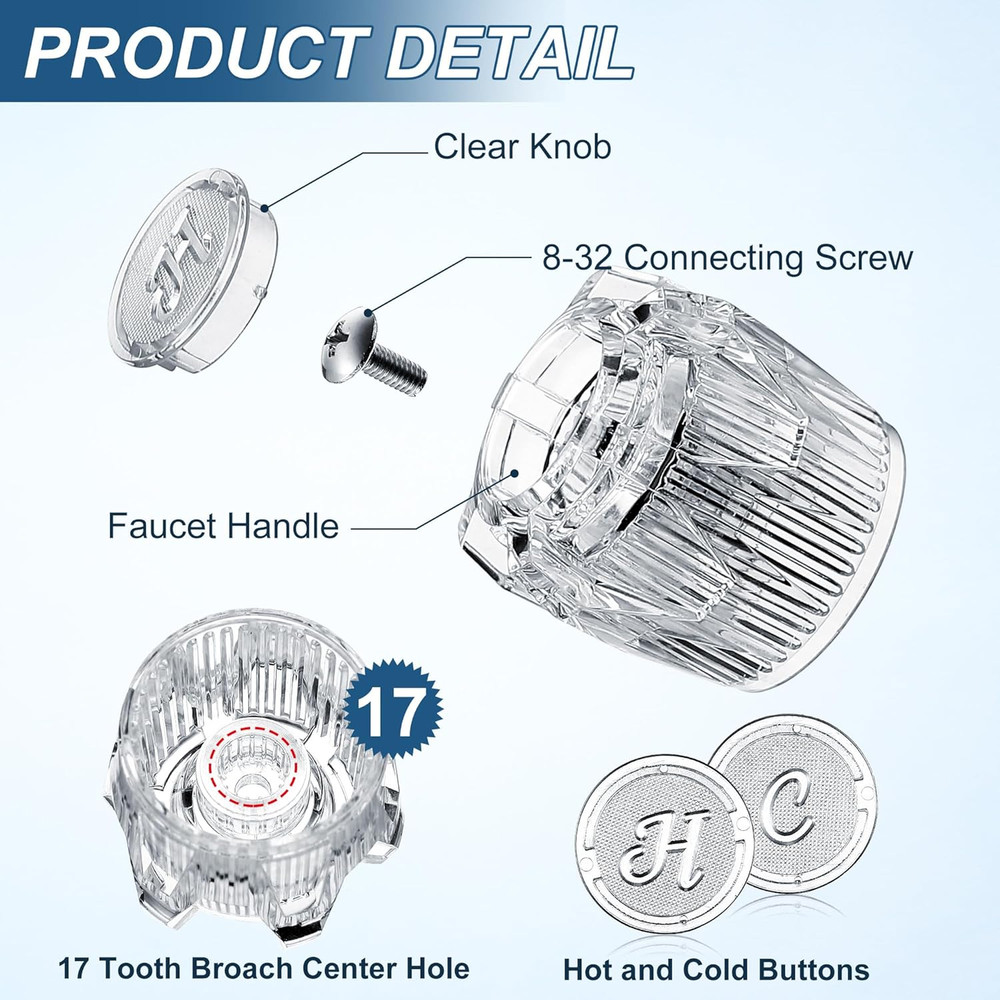 1 Pair Shower Knob Replacement Compatible With Phoenix Mobile 17pt Spline Point