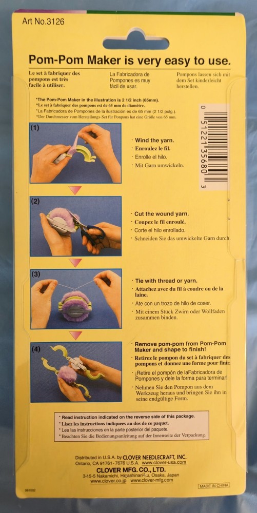 Clover Large Pom-Pom Maker 2-1/2" & 3-3/8"