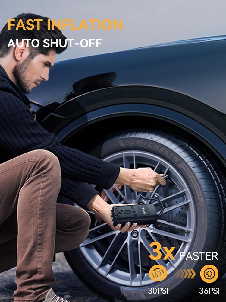 Portable Tire Inflator with 4 Modes & LED Light - Essentials for Adventurers