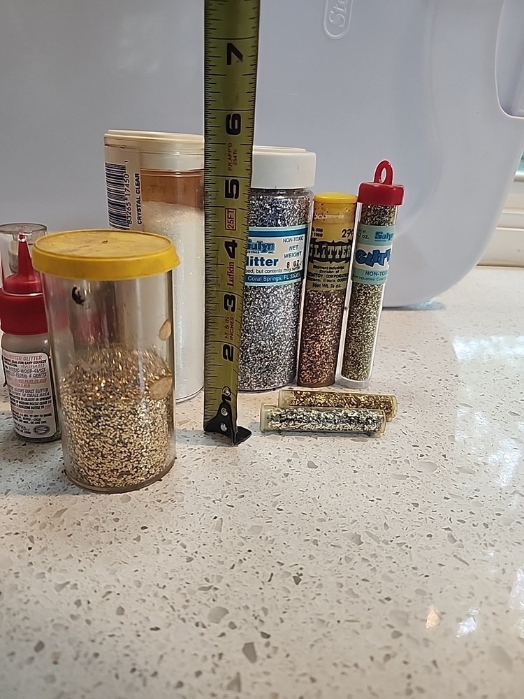 Vintage Craft Glitter Lot Silver Clear Gold Multi