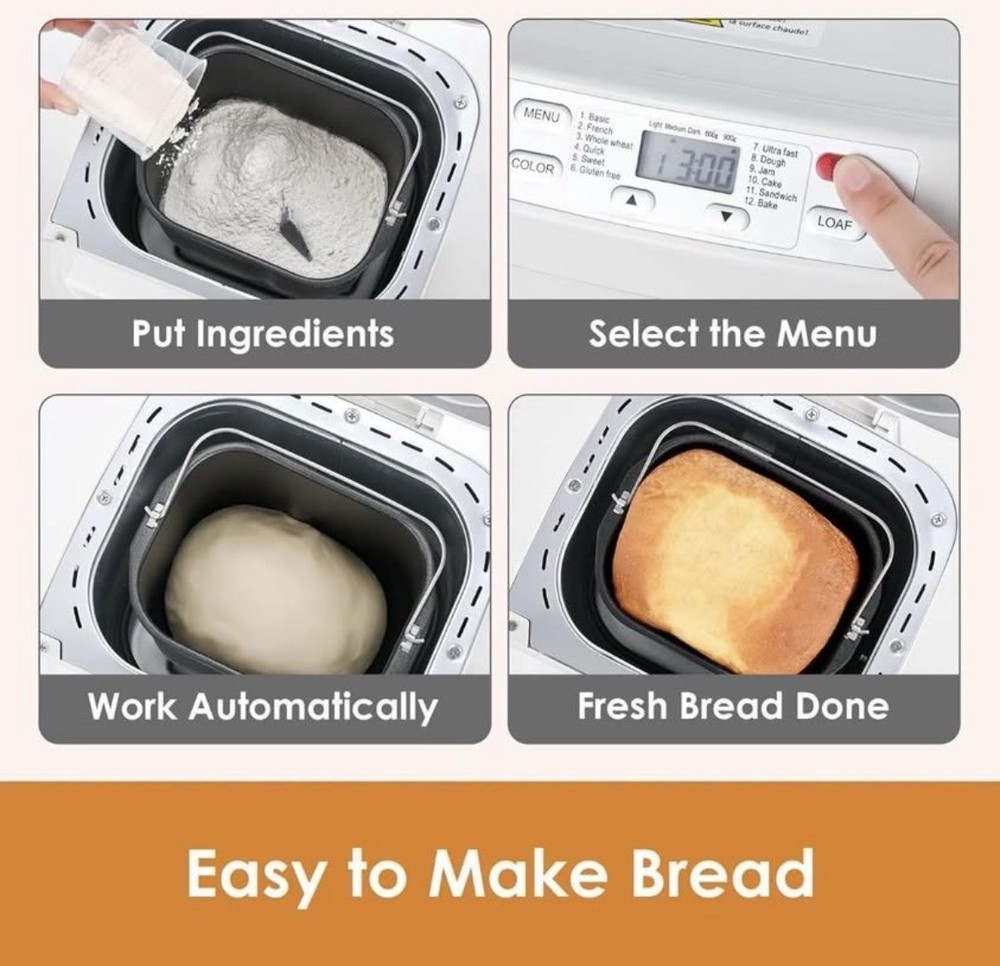 2lb Bread Machine with Auto Fruit Nut Dispenser