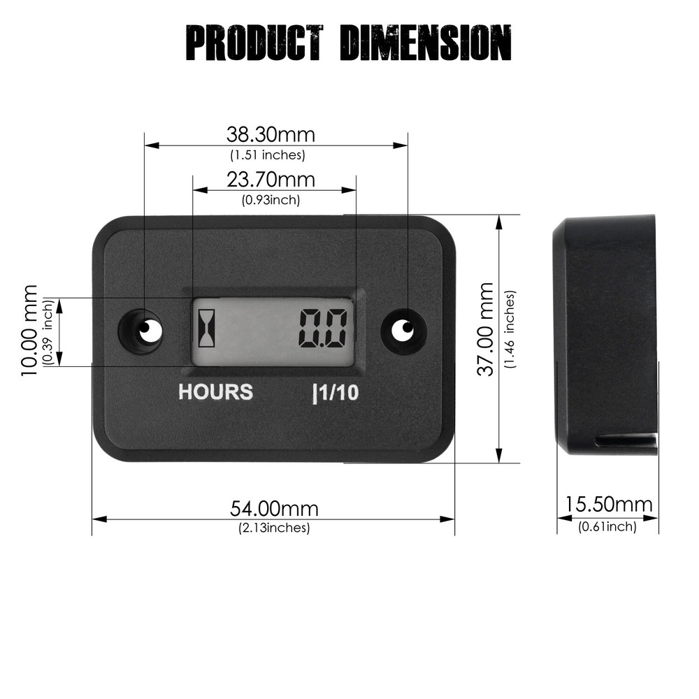 Self Powered Digital Inductive Hour Meter with Clip 2/4 Stroke Data Storage IP68