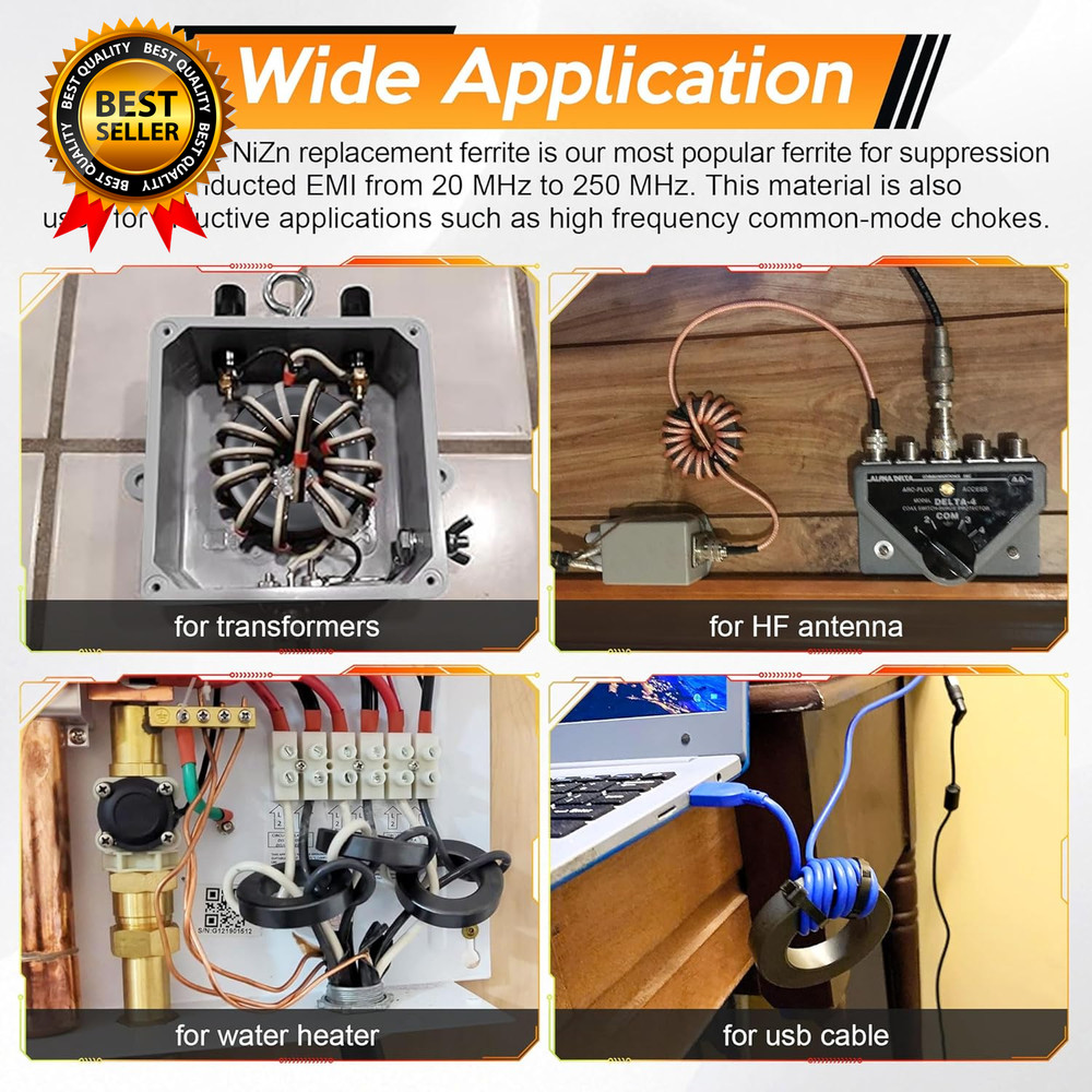2 Pack Toroid Ferrite Core Compatible with FT240-43 Ferrite Ring