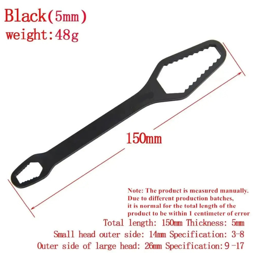 1pcs 3–17mm Black Double End Box Wrench Solid Hex Screw Nut Tool - NEW