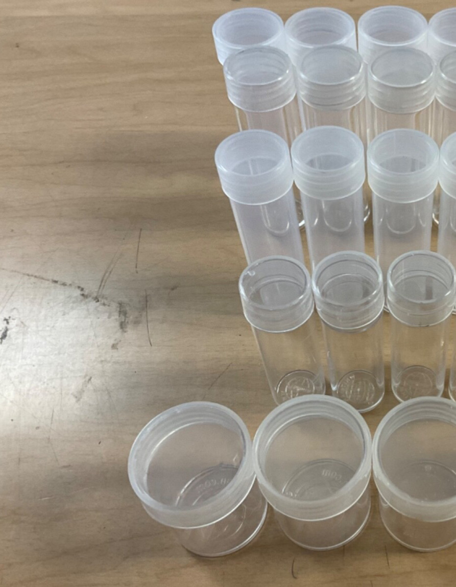 15 New Mixed Round Coin Tubes for 1/2 Doll., Qtr., Dime, Nick., Penn.Made in USA