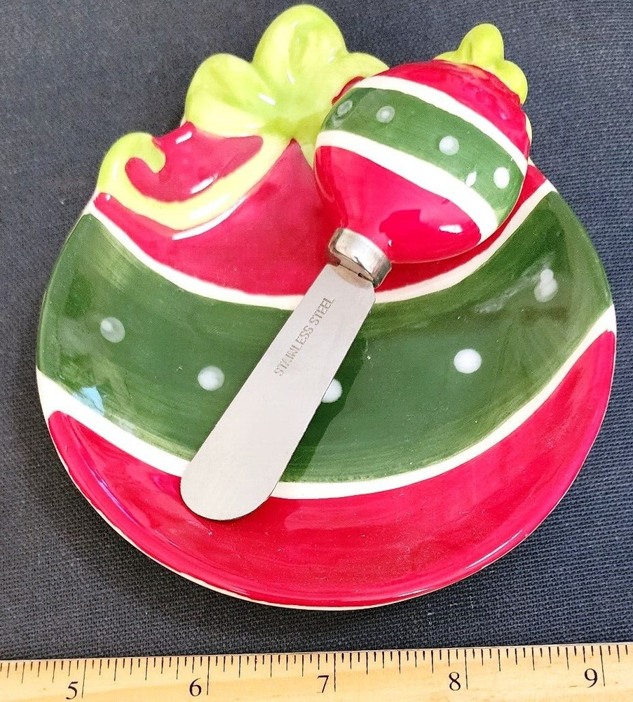Very Nice 4" Christmas Accent Dish with Spreader