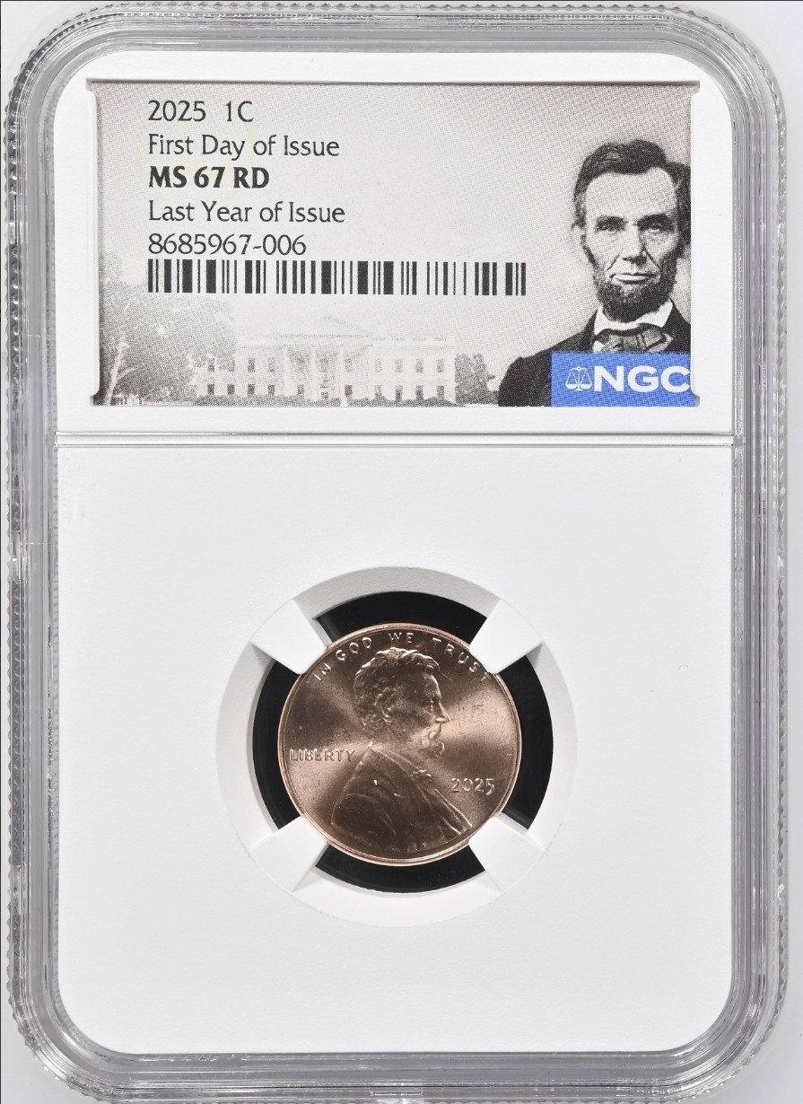 2025 P & D Lincoln Shield 1c Cent 2 Coin Set NGC MS67 RD LAST PENNY First Day %