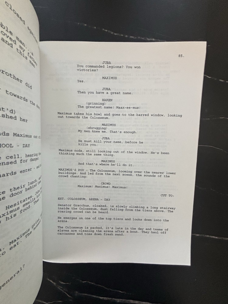 Original Gladiator Full Script Rare 2000 ￼ Dreamworks Universal Studios NEW