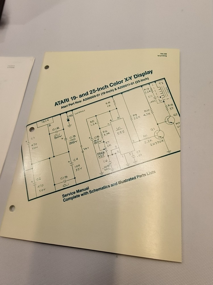 1983 Atari Star Wars Operators Manual TM-225 , Schematic package. Shop copy
