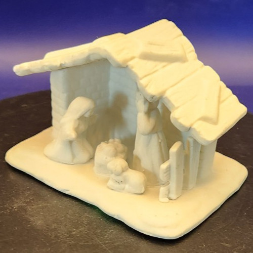 Mini Ceramic 4" Bisque NativityManger Scene