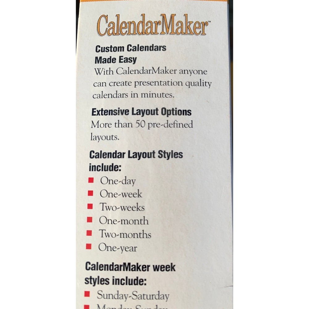 CalendarMaker Software for Macintosh by Prairie Group