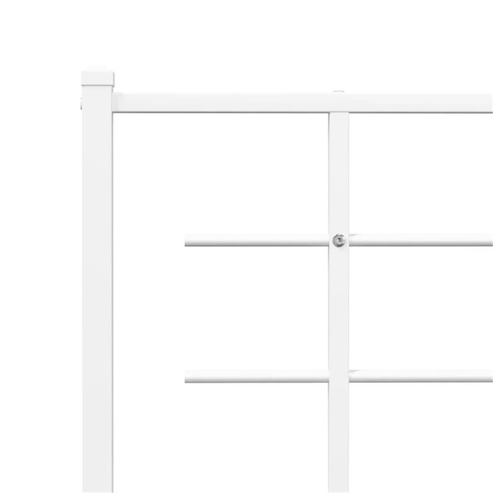 Bowery Hill Rectangular Powder-Coated Steel Full Bed Frame in White