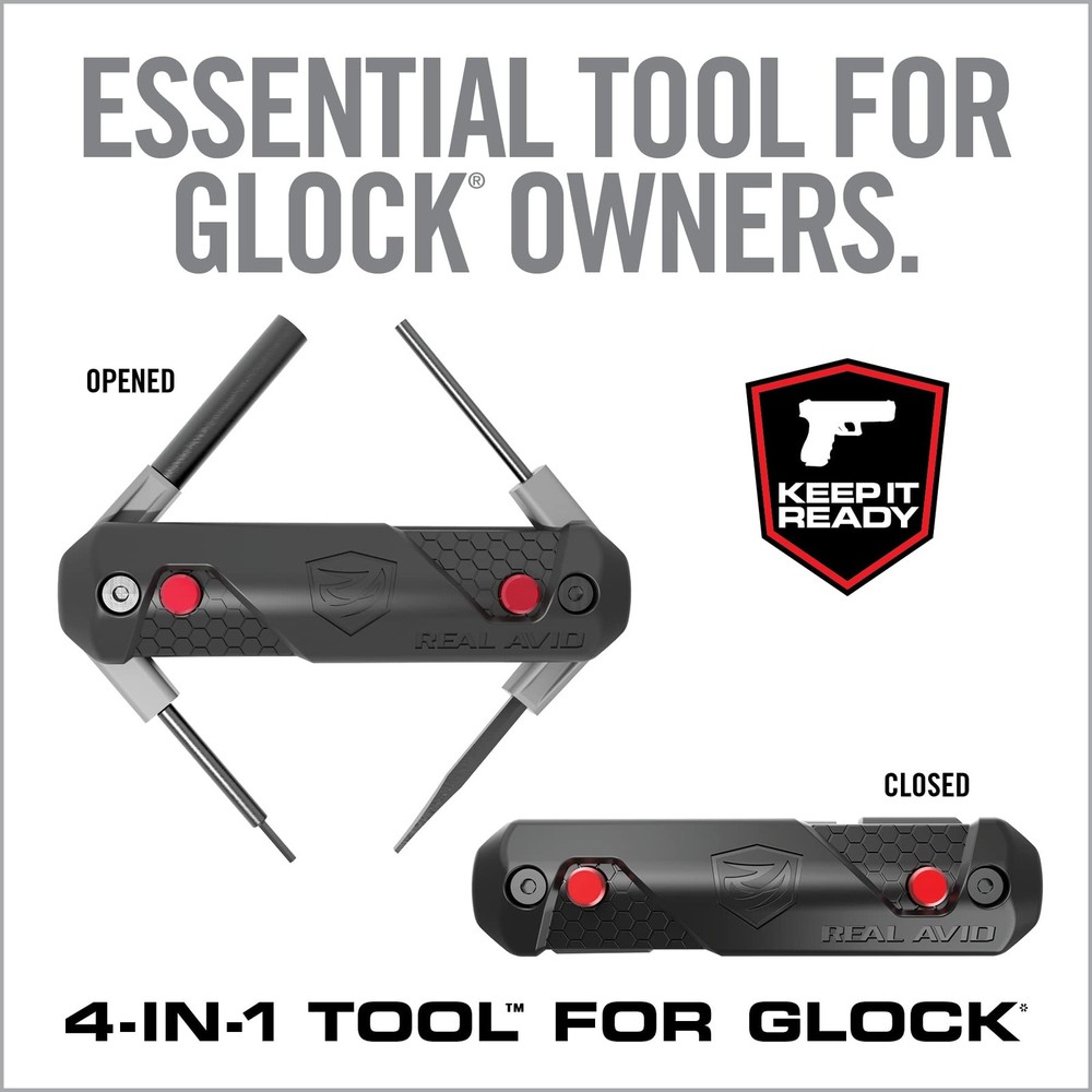 Real Avid 4-in-1 Tool for Glock Handguns, Compact Gun Multitool with Black