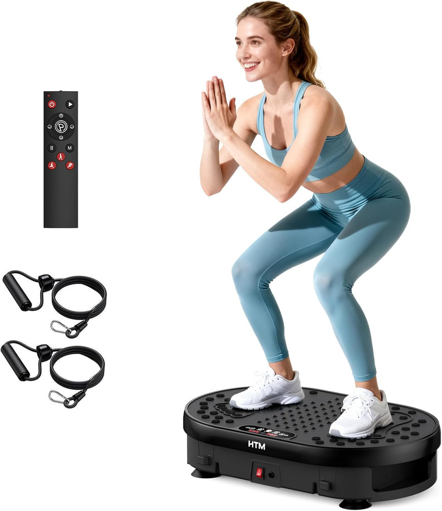 HTM Vibration Plate Exercise Machine with 120 Speed Levels, 9 Program Modes and