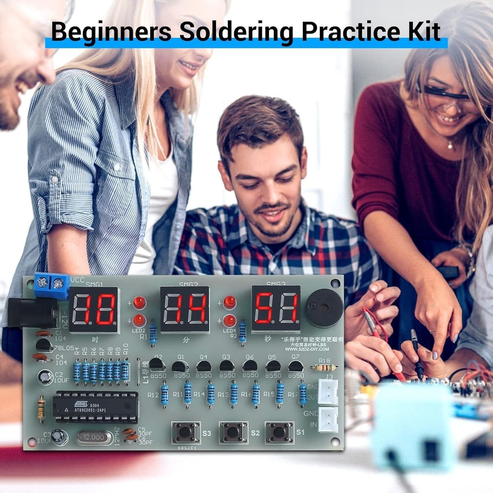 6-Digit Clock Soldering Practice Kit, DIY PCB Digital Clock Soldering Project...